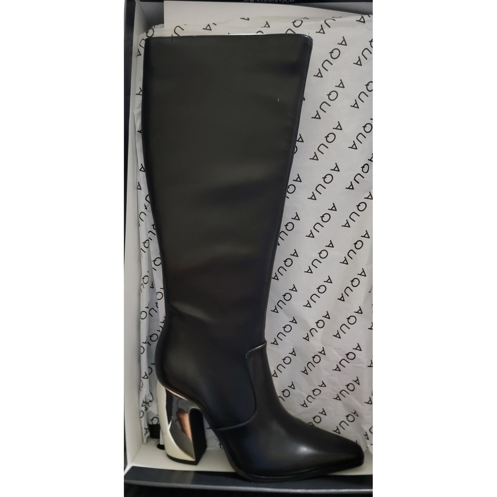 AQUA‎ BLACK NAPPA PU BOOTS - Picture 2 of 6